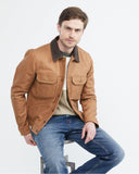 VESTE UTILITAIRE EN CUIR OCRE