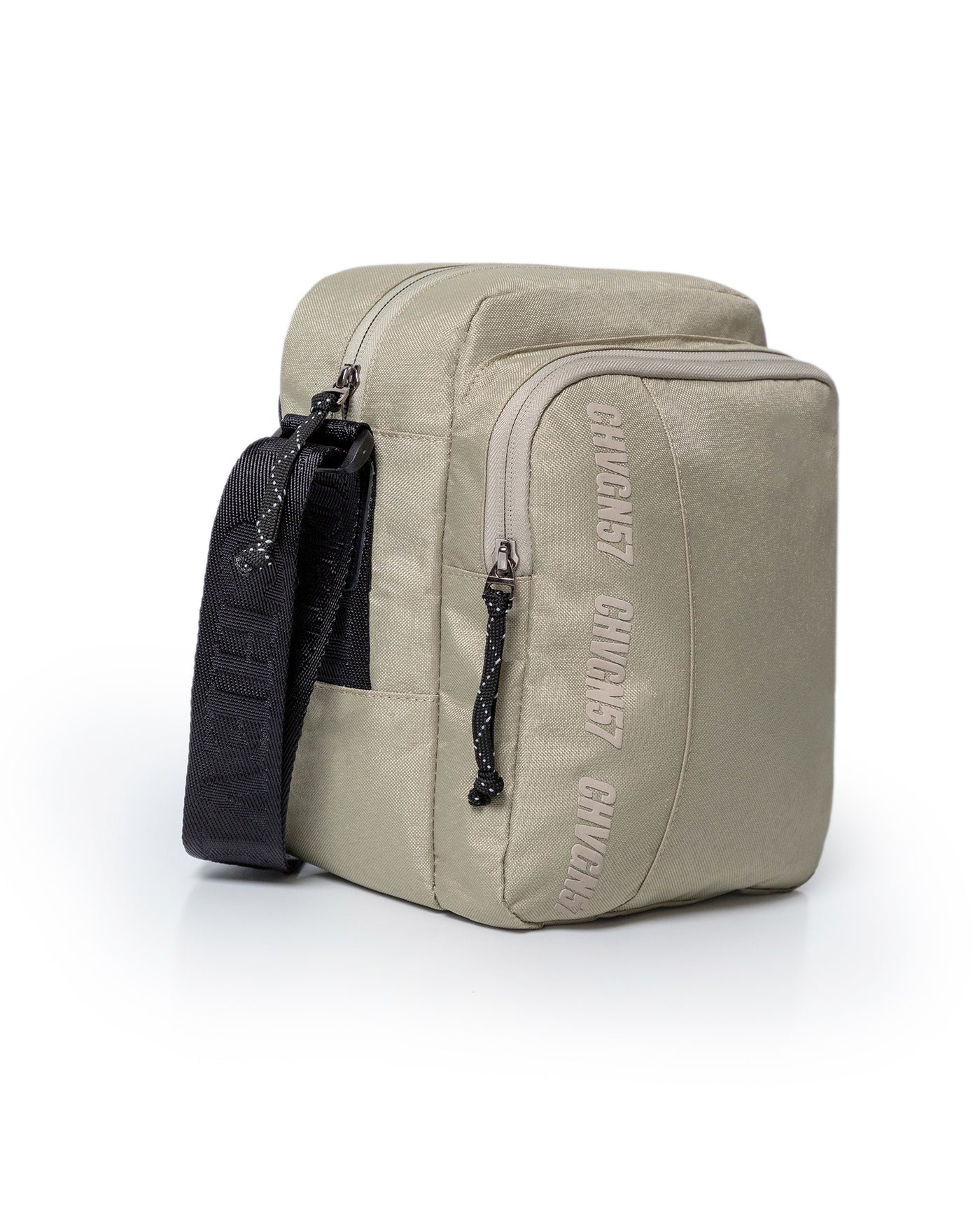 Unisex Hands Free Bag Water Repellent Polyester Canvas Crossbody Waist Nobuck Leather Details - Khaki 63_001H002_CAQ150309_3