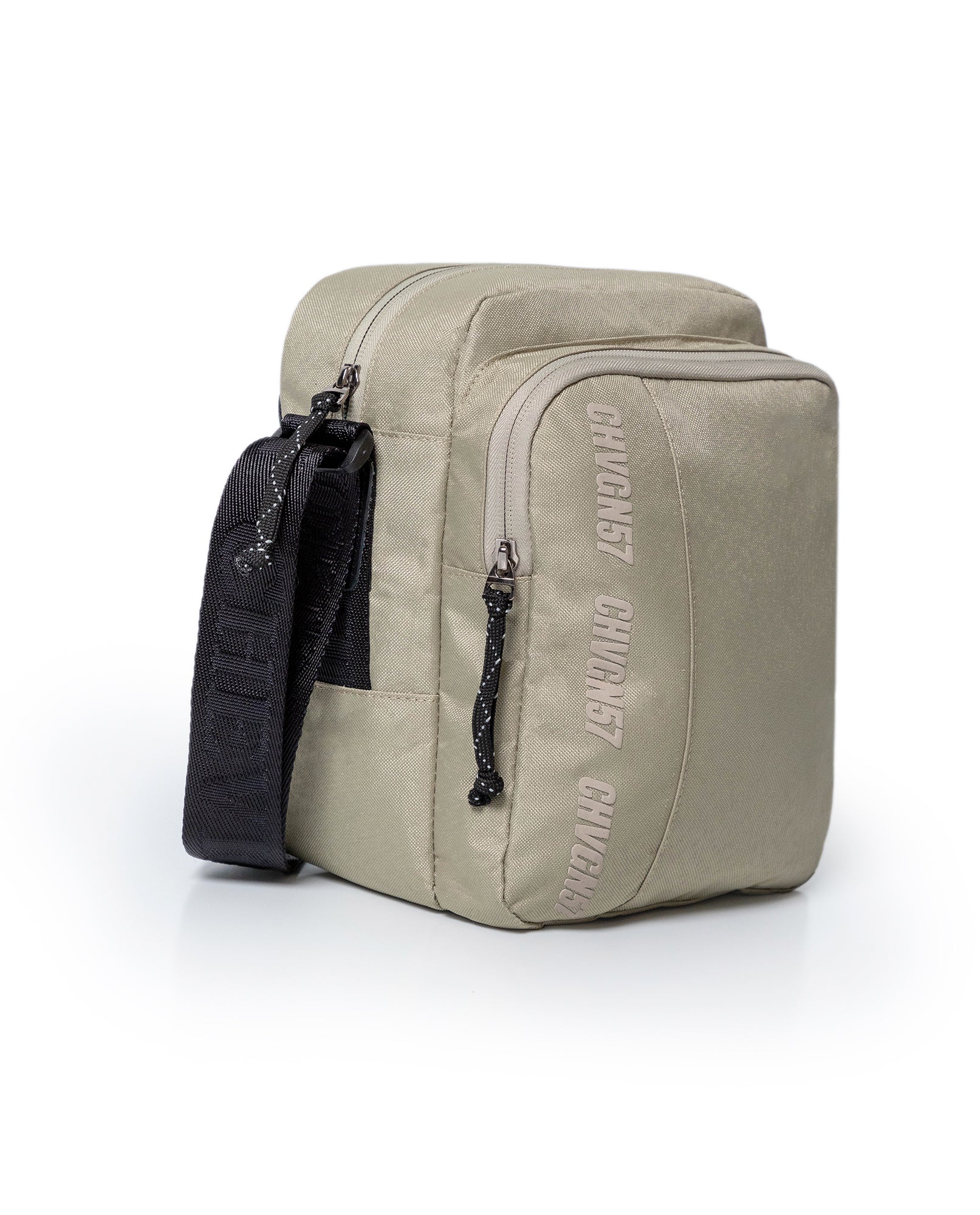 Unisex Hands Free Bag Water Repellent Polyester Canvas Crossbody Waist Nobuck Leather Details - Khaki 63_001H002_CAQ150309_3