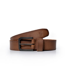 Mens Belt Vegetable Tanned Cowhide Leather Embossed Duck Logo - Brown 63_011H000_CAF191325_0