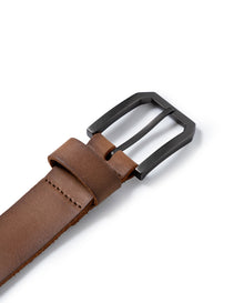 Mens Belt Vegetable Tanned Cowhide Leather Embossed Duck Logo - Brown 63_011H000_CAF191325_3