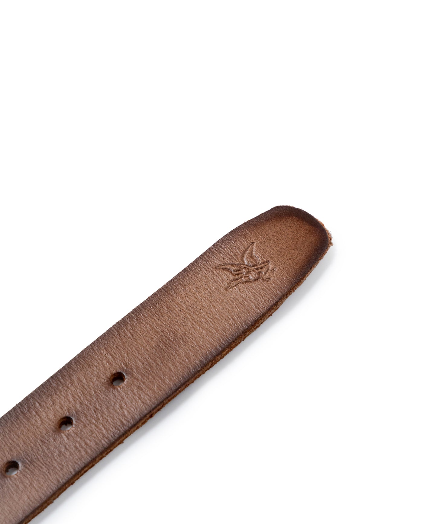 Mens Belt Vegetable Tanned Cowhide Leather Embossed Duck Logo - Brown 63_011H000_CAF191325_4