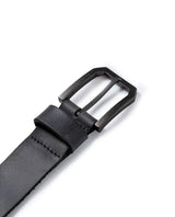 Mens Belt Vegetable Tanned Cowhide Leather Embossed Duck Logo - Black 63_011H000_NEG194007_3