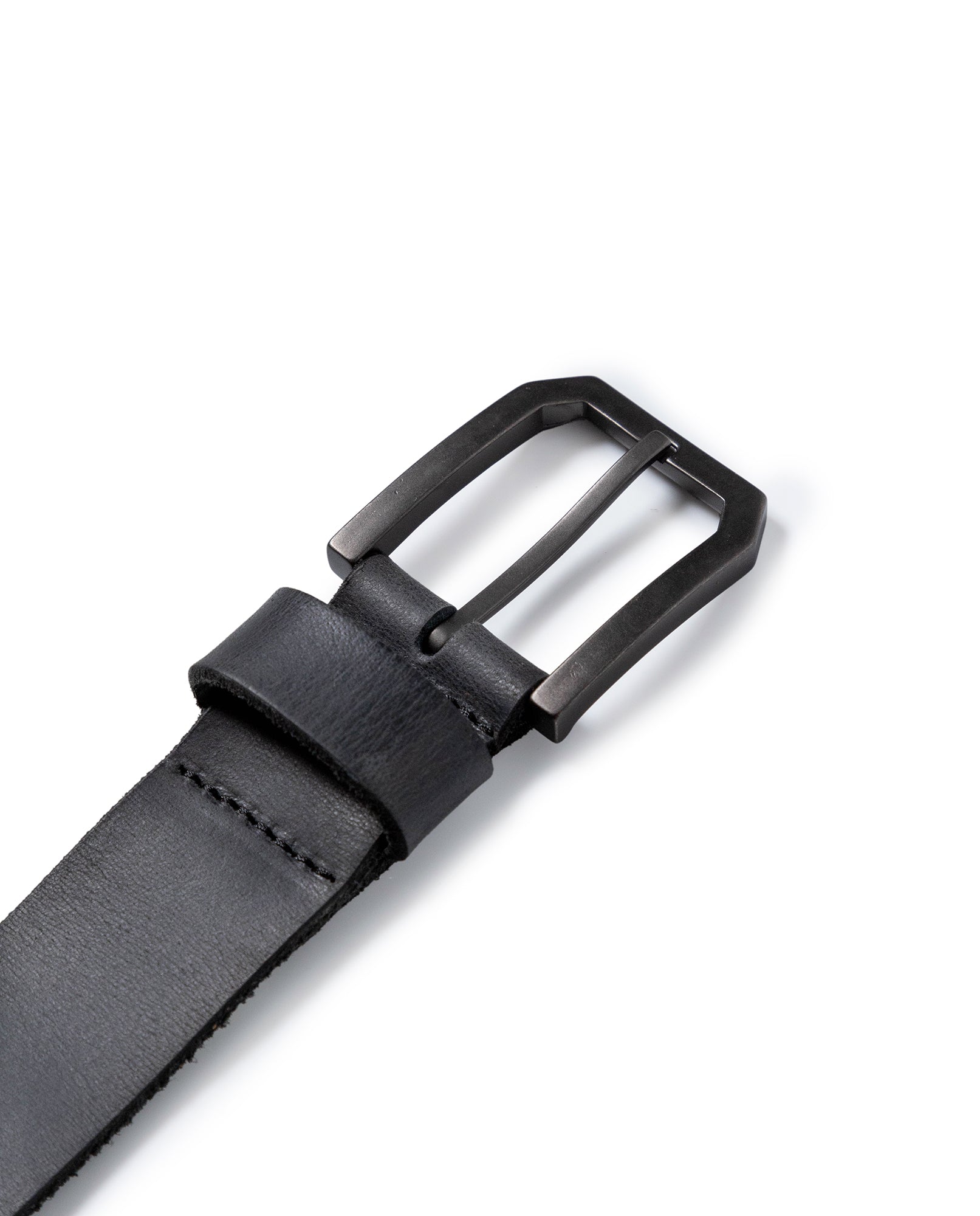 Mens Belt Vegetable Tanned Cowhide Leather Embossed Duck Logo - Black 63_011H000_NEG194007_3