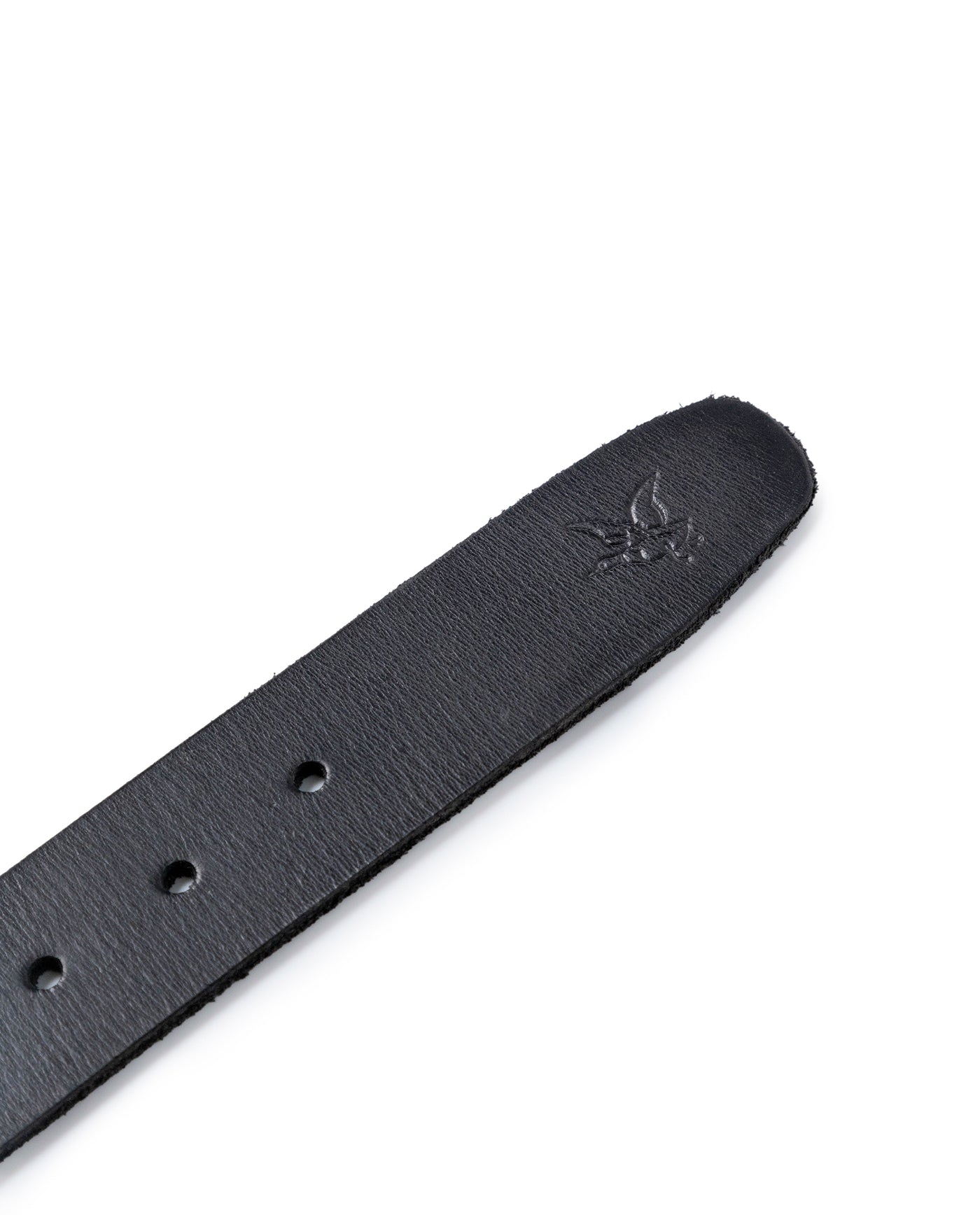 Mens Belt Vegetable Tanned Cowhide Leather Embossed Duck Logo - Black 63_011H000_NEG194007_4