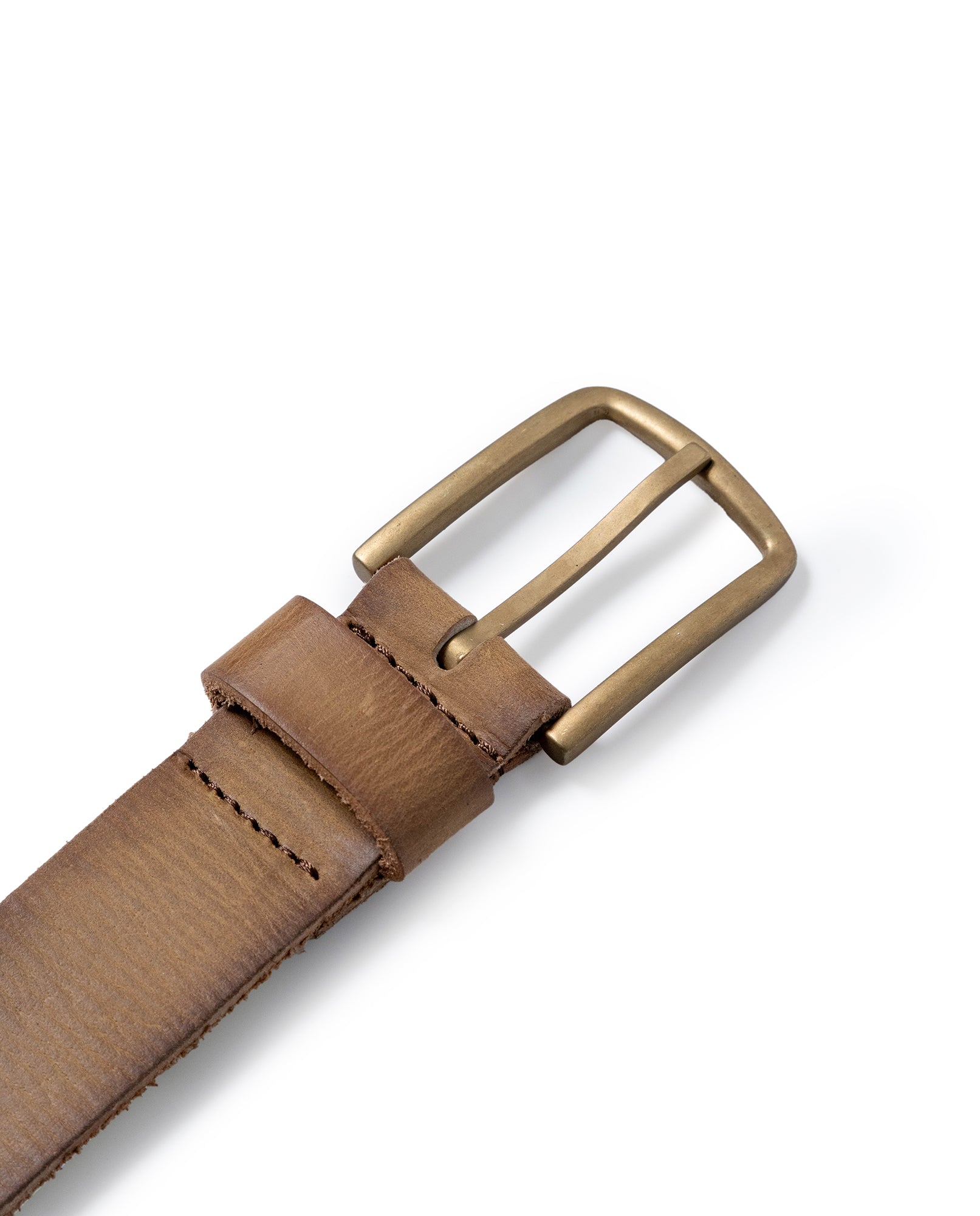 Mens Belt Artisan Waxed Cowhide Leather Embossed Logo - Khaki 63_011H001_CAQ150309_3