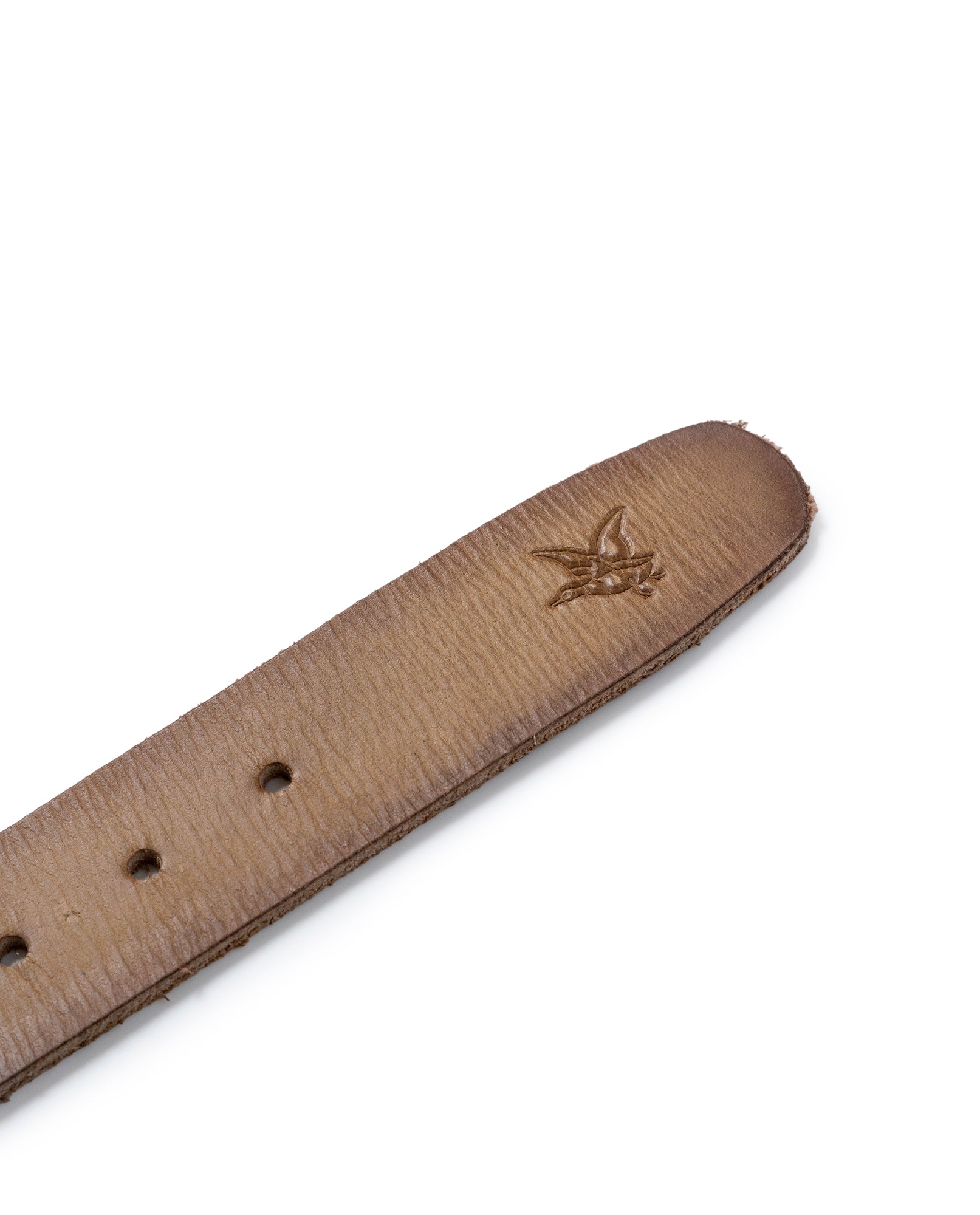 Mens Belt Artisan Waxed Cowhide Leather Embossed Logo - Khaki 63_011H001_CAQ150309_4