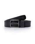 Mens Belt Artisan Waxed Cowhide Leather Embossed Logo - Black 63_011H001_NEG194007_0