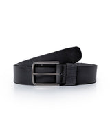 Mens Belt Artisan Waxed Cowhide Leather Embossed Logo - Black 63_011H001_NEG194007_0