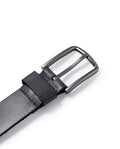 Mens Belt Artisan Waxed Cowhide Leather Embossed Logo - Black 63_011H001_NEG194007_3