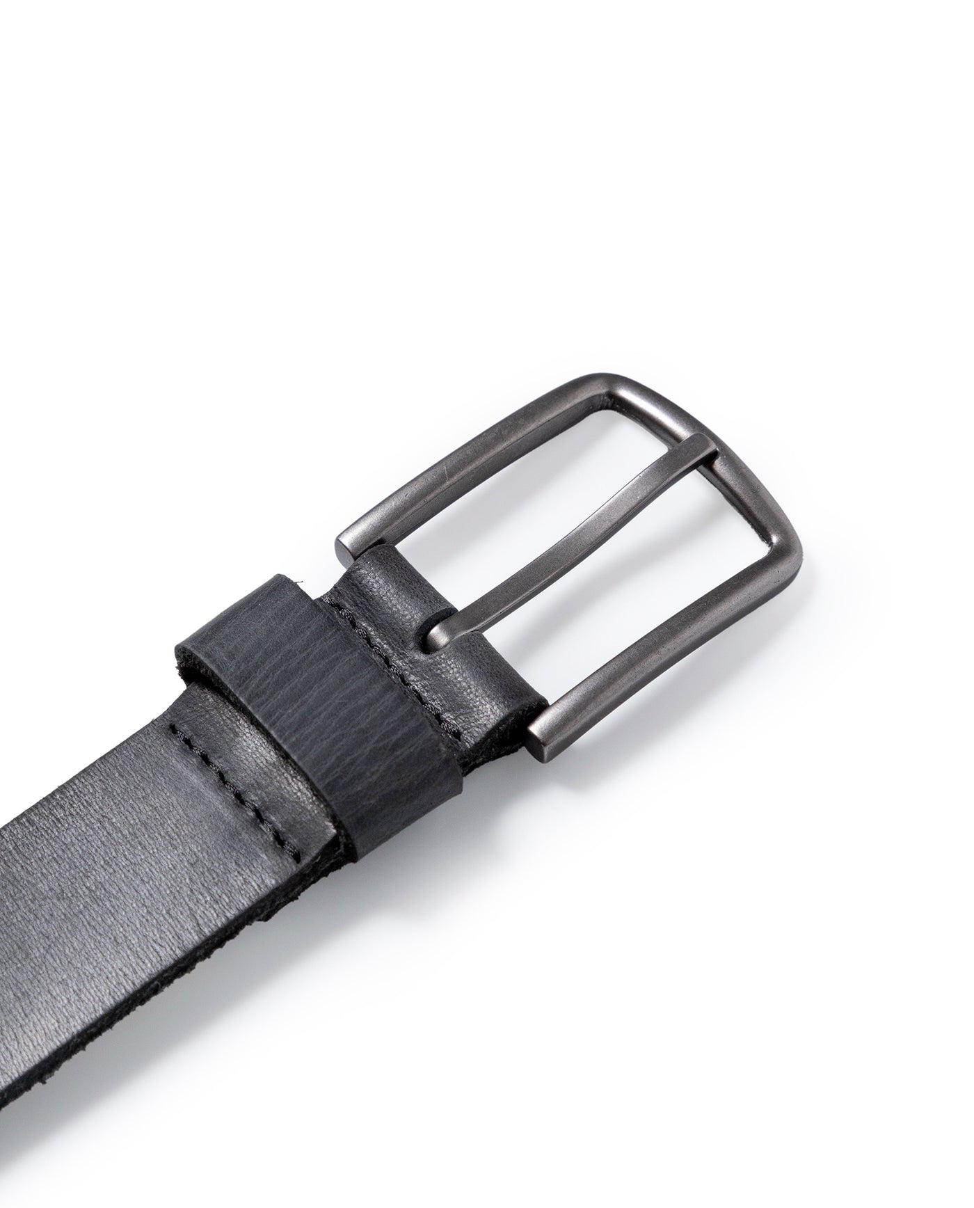 Mens Belt Artisan Waxed Cowhide Leather Embossed Logo - Black 63_011H001_NEG194007_3