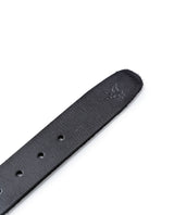 Mens Belt Artisan Waxed Cowhide Leather Embossed Logo - Black 63_011H001_NEG194007_4
