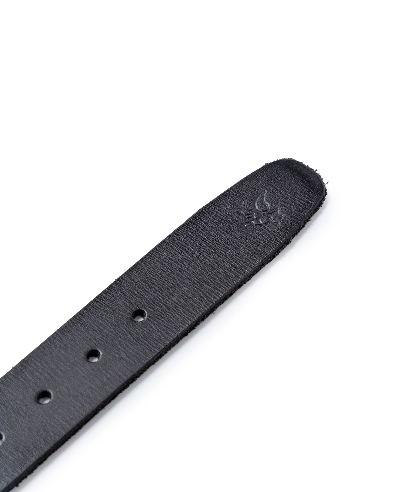 Mens Belt Artisan Waxed Cowhide Leather Embossed Logo - Black 63_011H001_NEG194007_4
