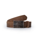 Mens Belt Vegetable Tanned Cowhide Leather Artisan Waxed Aged Finish - Brown 63_011H004_CAF191325_0