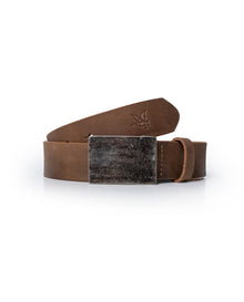 Mens Belt Vegetable Tanned Cowhide Leather Artisan Waxed Aged Finish - Brown 63_011H004_CAF191325_0