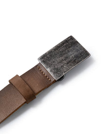 Mens Belt Vegetable Tanned Cowhide Leather Artisan Waxed Aged Finish - Brown 63_011H004_CAF191325_3