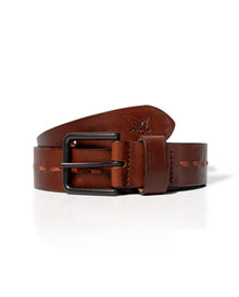 Men's Leather Belt, 100% Cowhide - Brown 019G004 - 1