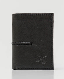 Men's Aniline Leather Wallet, Vertical Three - Fold Format - Black - 1