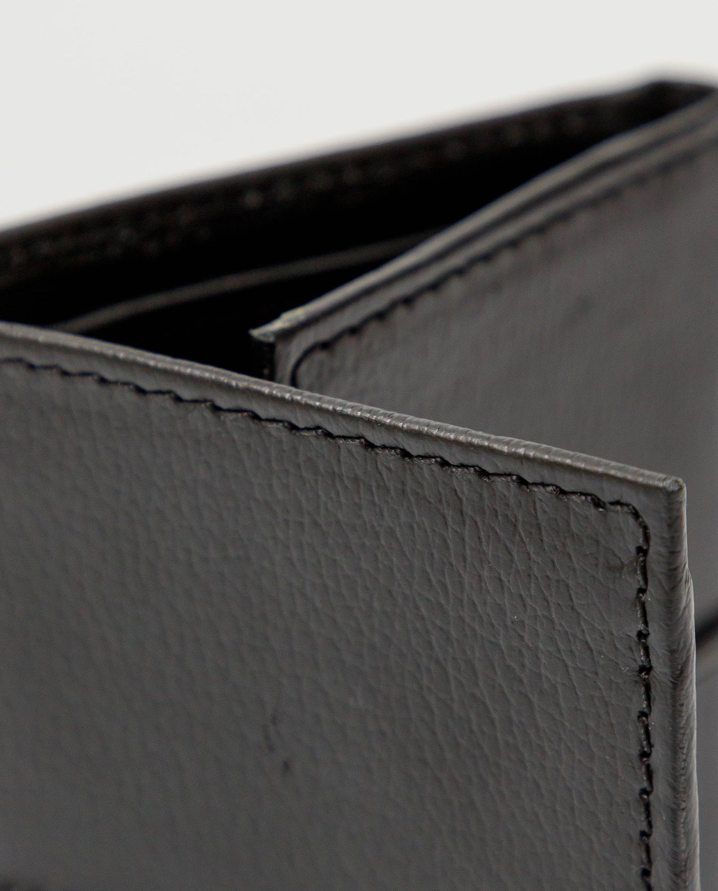 Men's Aniline Leather Wallet, Vertical Three - Fold Format - Black - 2