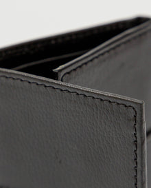 Men's Aniline Leather Wallet, Vertical Three - Fold Format - Black - 2