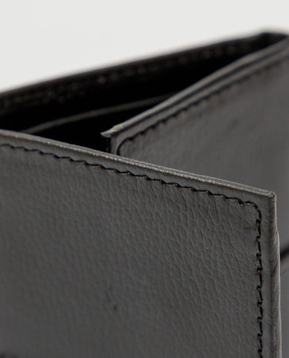 Men's Aniline Leather Wallet, Vertical Three - Fold Format - Black - 2
