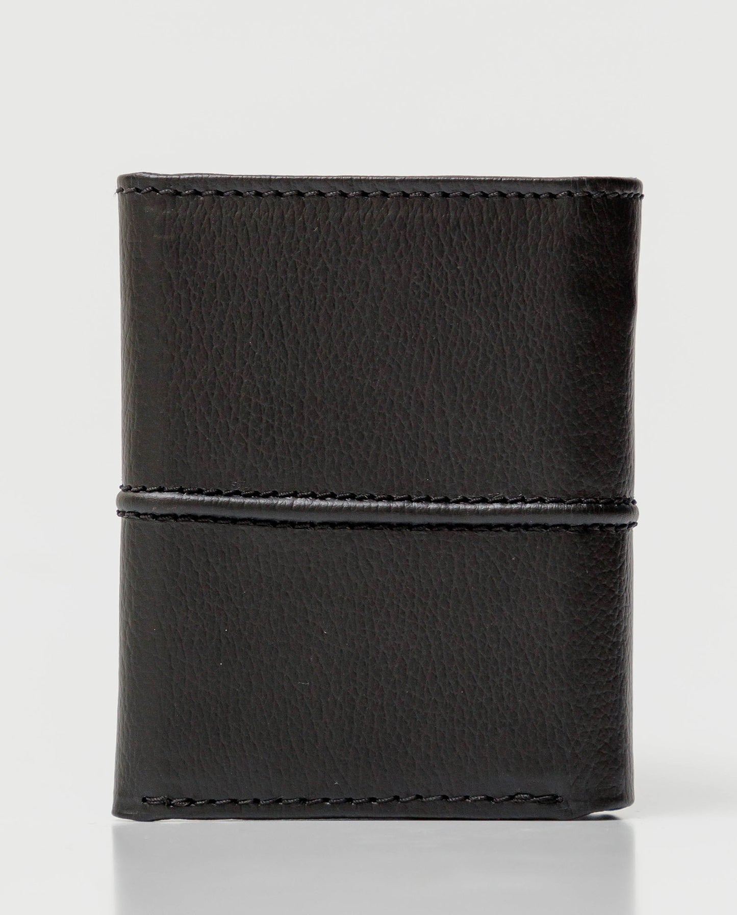 Men's Aniline Leather Wallet, Vertical Three - Fold Format - Black - 3