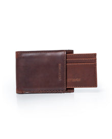 Mens Wallet Horizontal Semi Oiled Cowhide Leather Handmade Stitching Removable Document Holder - Brown 63_021H000_CAF181238_0