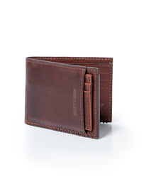 Mens Wallet Horizontal Semi Oiled Cowhide Leather Handmade Stitching Removable Document Holder - Brown 63_021H000_CAF181238_3