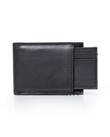 Mens Wallet Horizontal Semi Oiled Cowhide Leather Handmade Stitching Removable Document Holder - Black 63_021H000_NEG194007_0