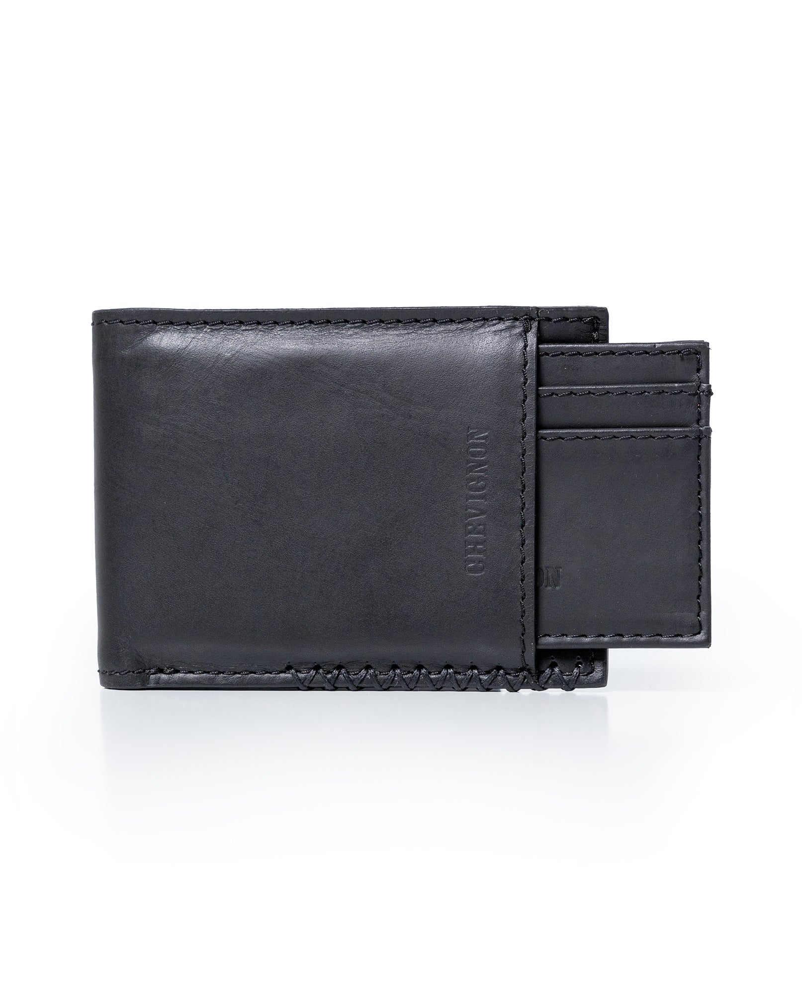 Mens Wallet Horizontal Semi Oiled Cowhide Leather Handmade Stitching Removable Document Holder - Black 63_021H000_NEG194007_0