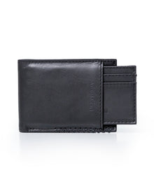 Mens Wallet Horizontal Semi Oiled Cowhide Leather Handmade Stitching Removable Document Holder - Black 63_021H000_NEG194007_0