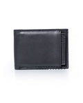 Mens Wallet Horizontal Semi Oiled Cowhide Leather Handmade Stitching Removable Document Holder - Black 63_021H000_NEG194007_3