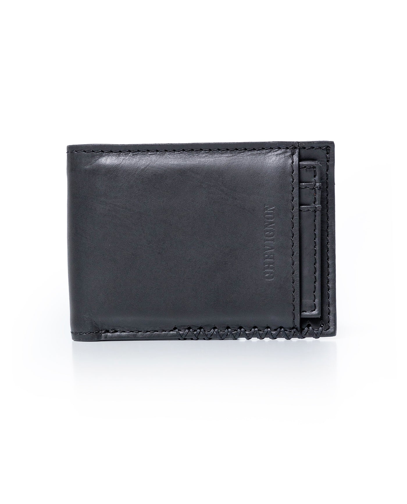 Mens Wallet Horizontal Semi Oiled Cowhide Leather Handmade Stitching Removable Document Holder - Black 63_021H000_NEG194007_3