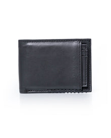 Mens Wallet Horizontal Semi Oiled Cowhide Leather Handmade Stitching Removable Document Holder - Black 63_021H000_NEG194007_3
