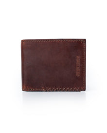 Mens Wallet Horizontal Semi Oiled Cowhide Leather Three Body Handmade Stitching - Brown 63_021H001_CAF171321_0