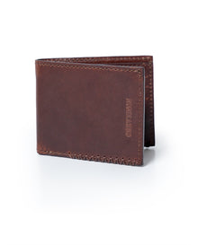 Mens Wallet Horizontal Semi Oiled Cowhide Leather Three Body Handmade Stitching - Brown 63_021H001_CAF171321_3