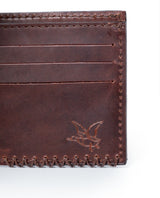 Mens Wallet Horizontal Semi Oiled Cowhide Leather Three Body Handmade Stitching - Brown 63_021H001_CAF171321_4