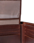Mens Wallet Horizontal Semi Oiled Cowhide Leather Three Body Handmade Stitching - Brown 63_021H001_CAF171321_5