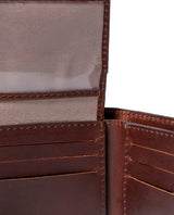 Mens Wallet Horizontal Semi Oiled Cowhide Leather Three Body Handmade Stitching - Brown 63_021H001_CAF171321_5