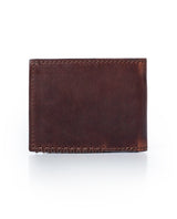 Mens Wallet Horizontal Semi Oiled Cowhide Leather Three Body Handmade Stitching - Brown 63_021H001_CAF171321_6