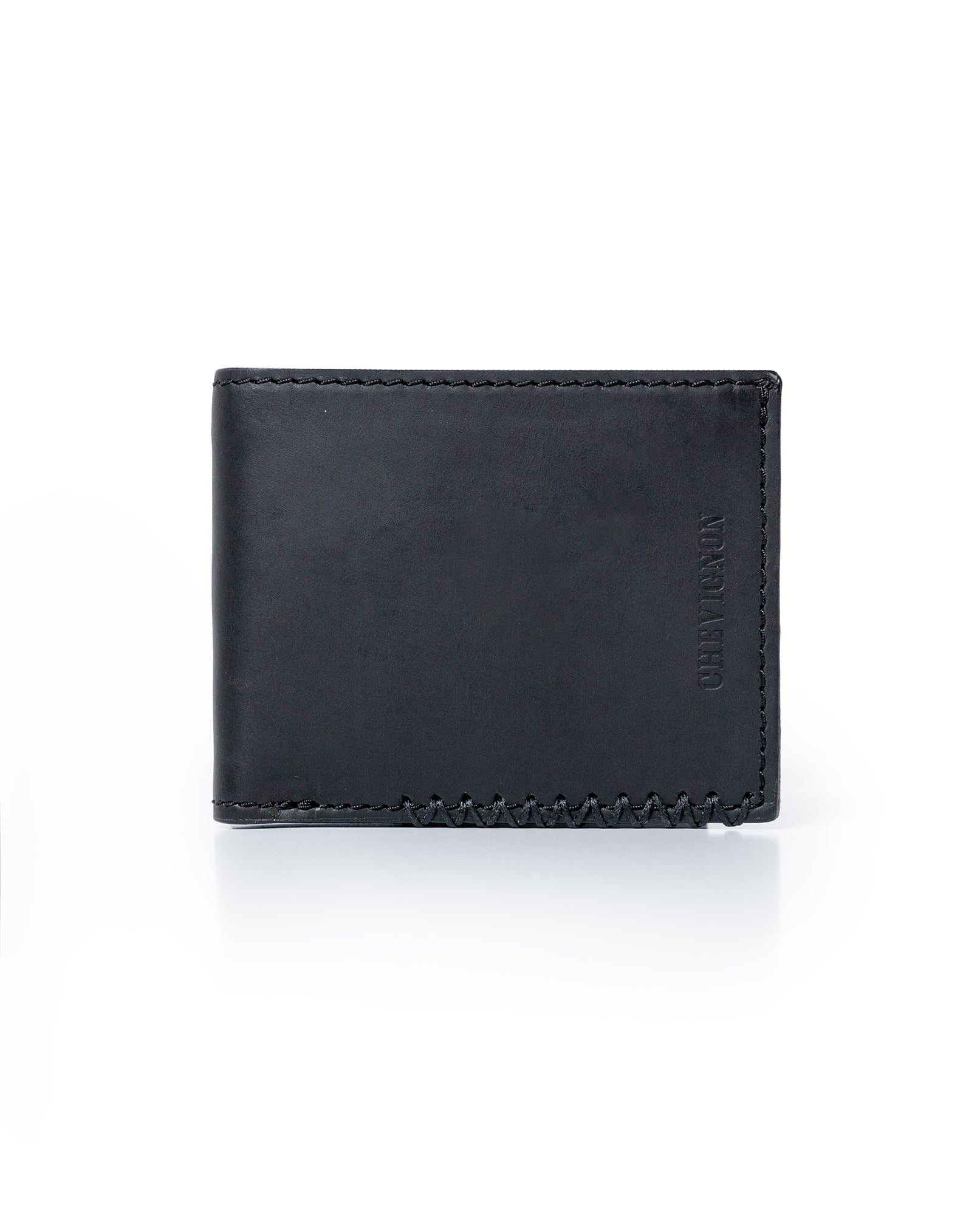 Mens Wallet Horizontal Semi Oiled Cowhide Leather Three Body Handmade Stitching - Black 63_021H001_NEG194007_0