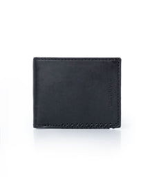 Mens Wallet Horizontal Semi Oiled Cowhide Leather Three Body Handmade Stitching - Black 63_021H001_NEG194007_0