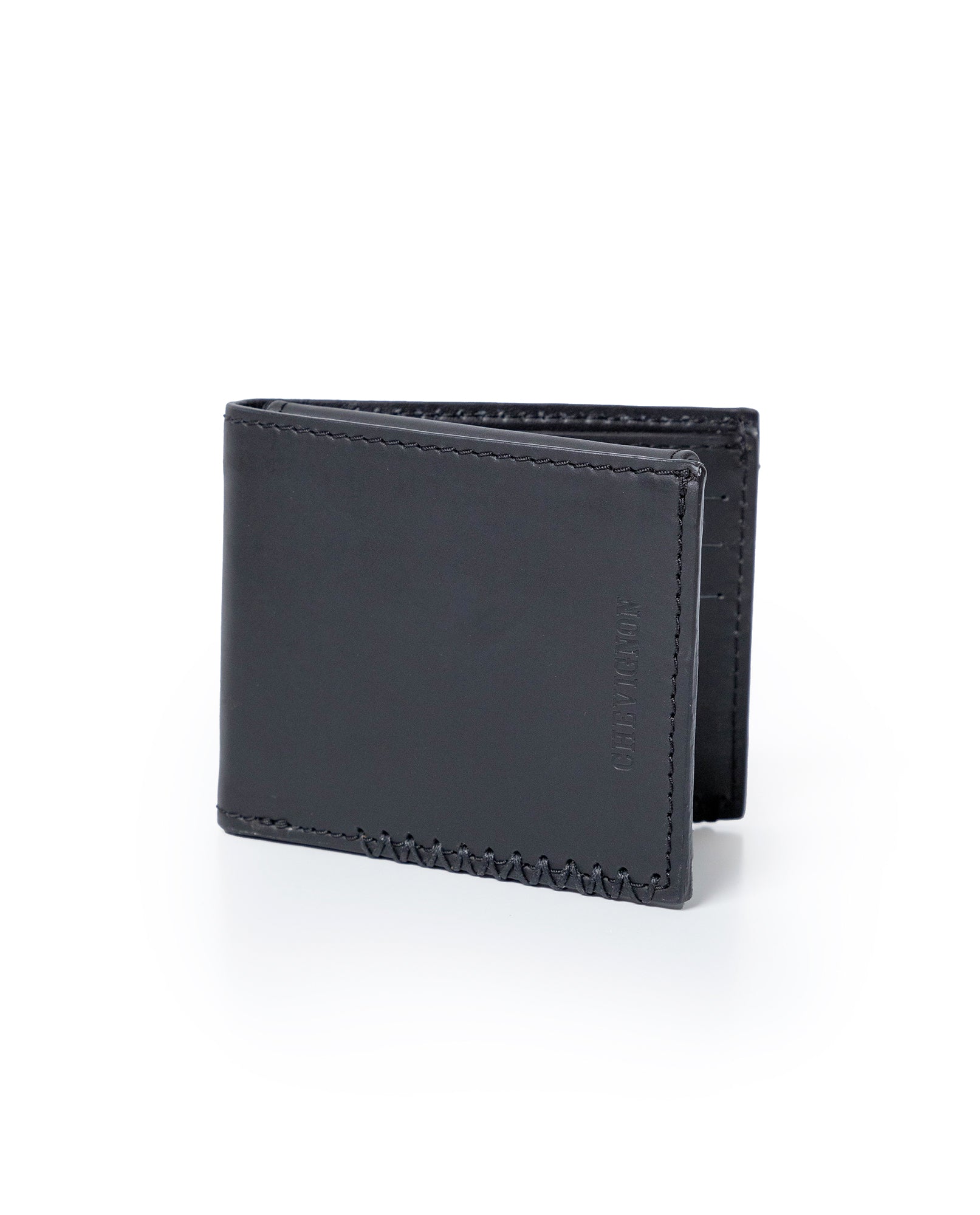Mens Wallet Horizontal Semi Oiled Cowhide Leather Three Body Handmade Stitching - Black 63_021H001_NEG194007_3
