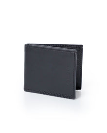 Mens Wallet Horizontal Semi Oiled Cowhide Leather Three Body Handmade Stitching - Black 63_021H001_NEG194007_3