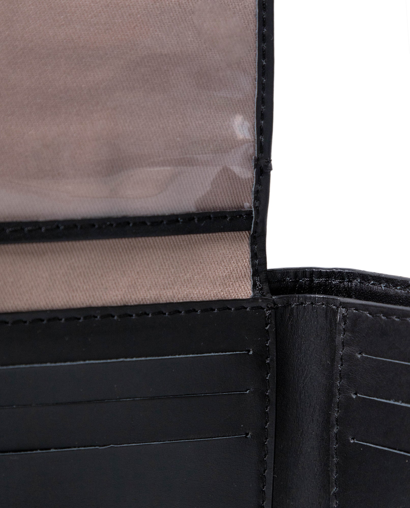 Mens Wallet Horizontal Semi Oiled Cowhide Leather Three Body Handmade Stitching - Black 63_021H001_NEG194007_5