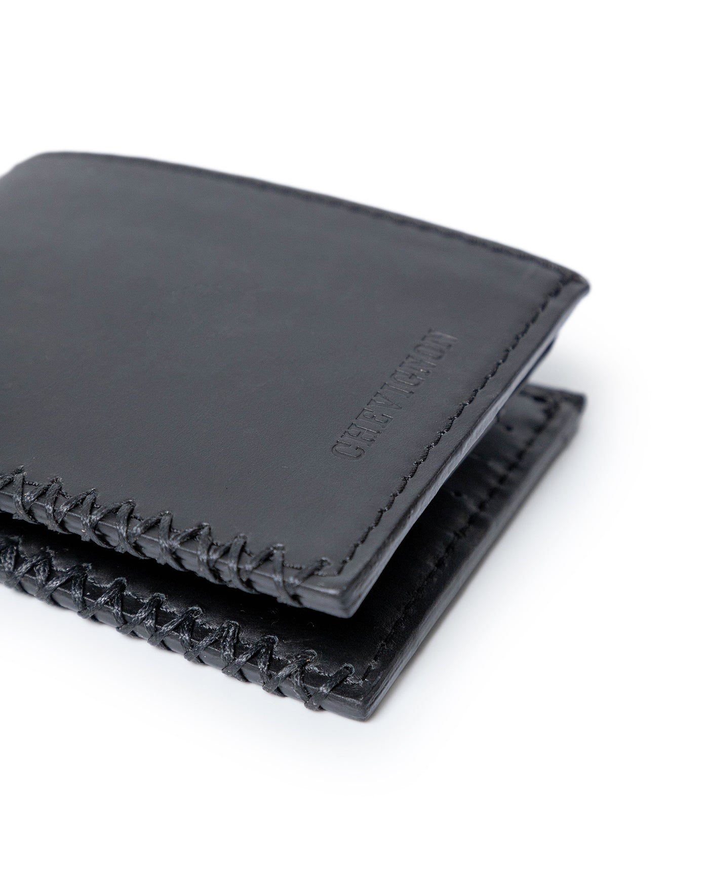 Mens Wallet Horizontal Semi Oiled Cowhide Leather Three Body Handmade Stitching - Black 63_021H001_NEG194007_6