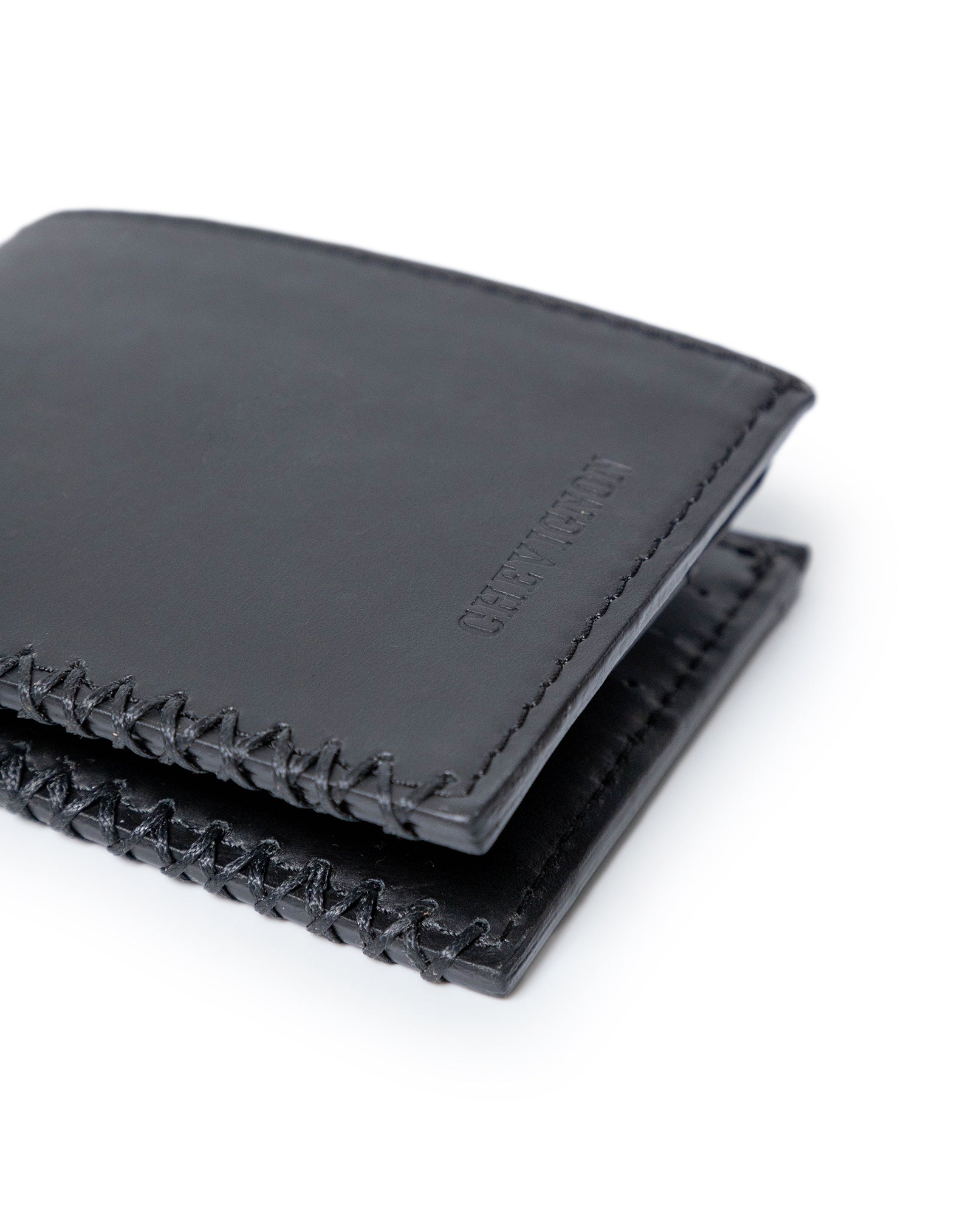 Mens Wallet Horizontal Semi Oiled Cowhide Leather Three Body Handmade Stitching - Black 63_021H001_NEG194007_6