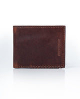 Mens Wallet Horizontal Minimalist Semi Oiled Cowhide Leather Two Wing Handmade Stitching - Brown 63_021H002_CAF171028_0