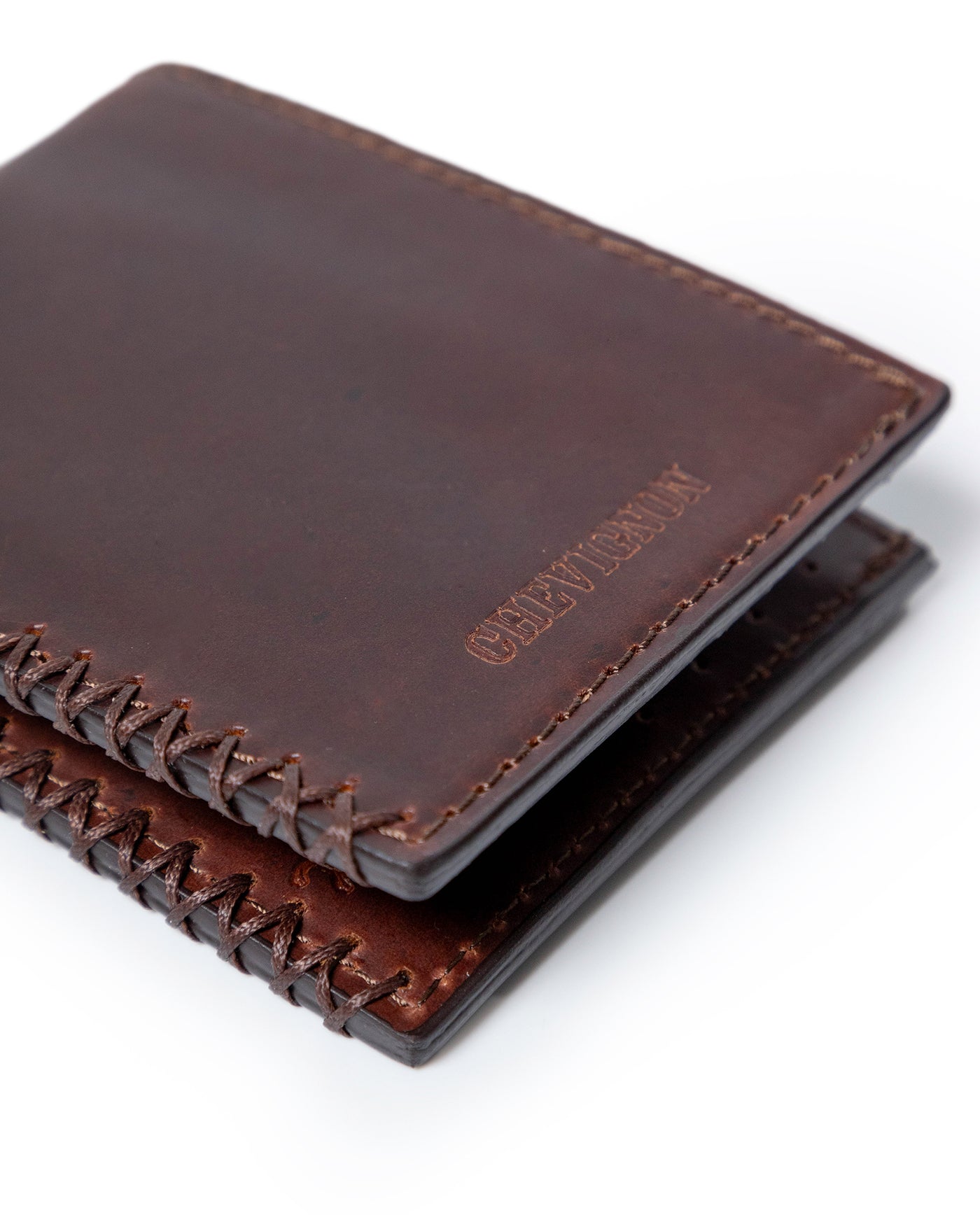 Mens Wallet Horizontal Minimalist Semi Oiled Cowhide Leather Two Wing Handmade Stitching - Brown 63_021H002_CAF171028_3