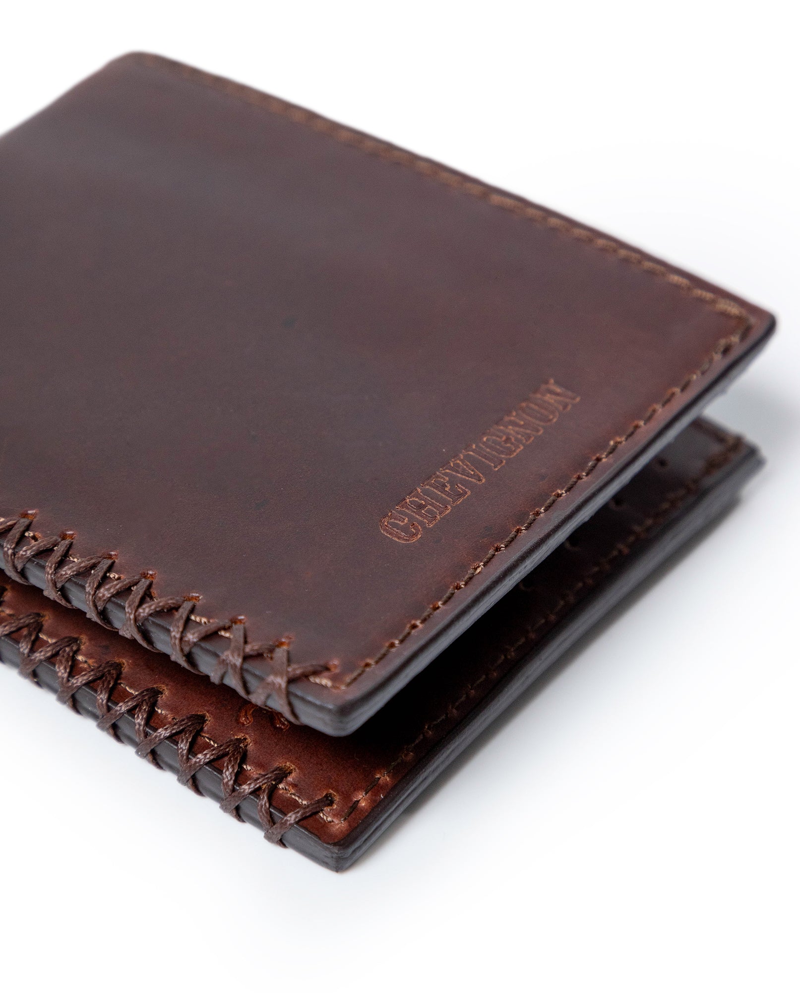 Mens Wallet Horizontal Minimalist Semi Oiled Cowhide Leather Two Wing Handmade Stitching - Brown 63_021H002_CAF171028_3